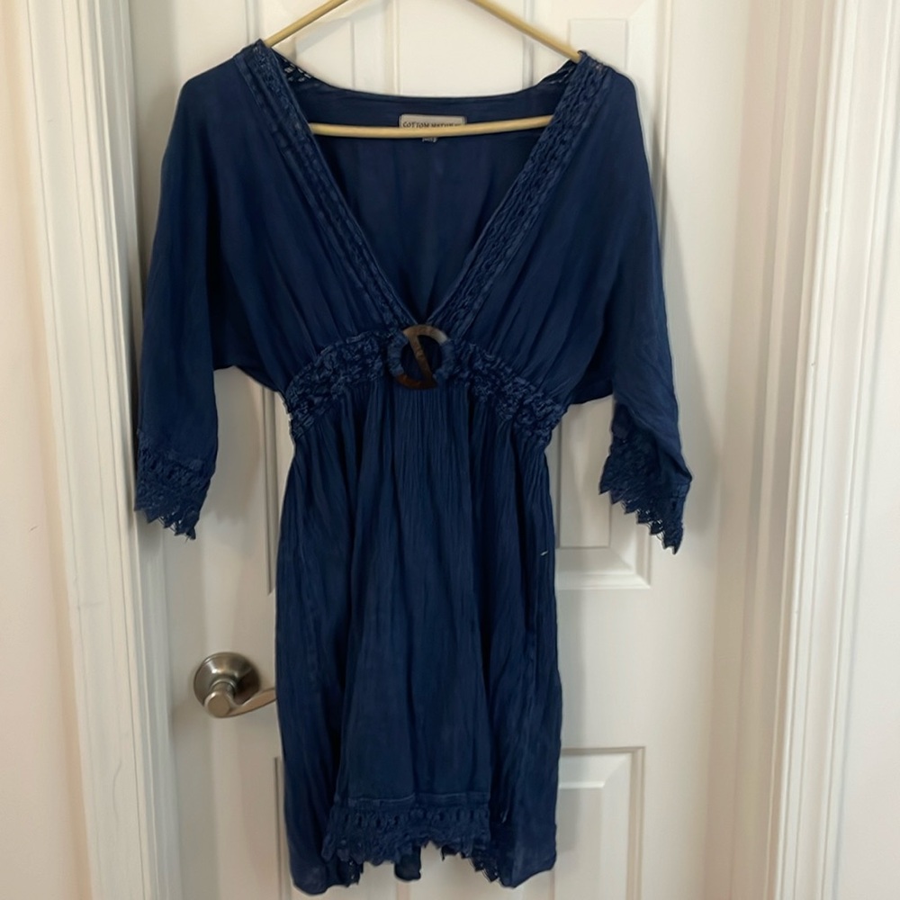 Cotton natural dress navy size XL worn once